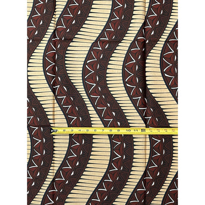 African Print Fabric/ Ankara - Brown, Beige ‘Road Dey Turn' Design, 1 YARD
