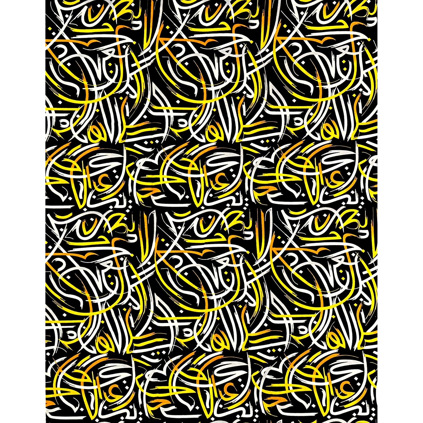 African Print Fabric/ Ankara - Black, White, Yellow, Orange 'Shaprapra' Design, YARD or WHOLESALE