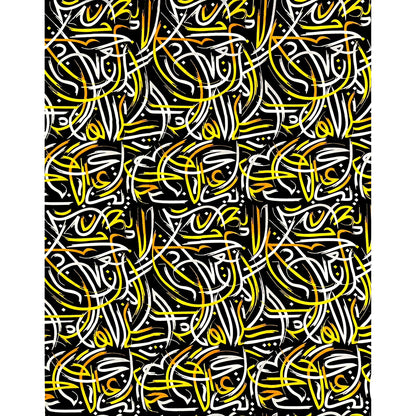 African Print Fabric/ Ankara - Black, White, Yellow, Orange 'Shaprapra' Design, YARD or WHOLESALE