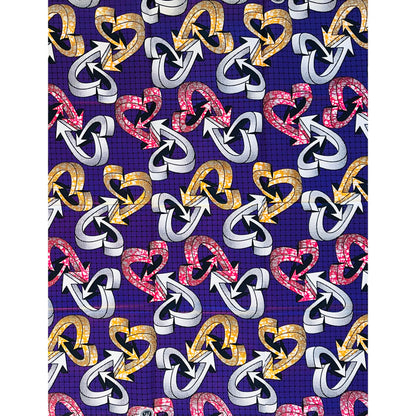 African Print Fabric/ Ankara - Purple, Pink, Orange ‘Tegra Link' Design, YARD