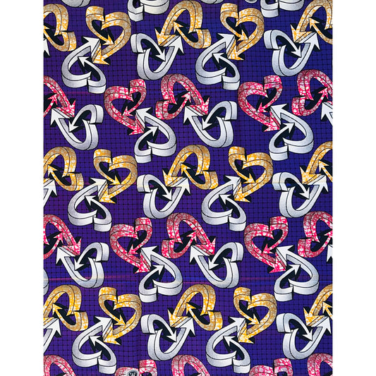 African Print Fabric/ Ankara - Purple, Pink, Orange ‘Tegra Link' Design, YARD