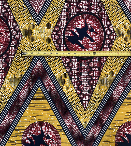 African Print Fabric/ Ankara - Brown, Navy,  'Arewa Gallop', 1 YARD