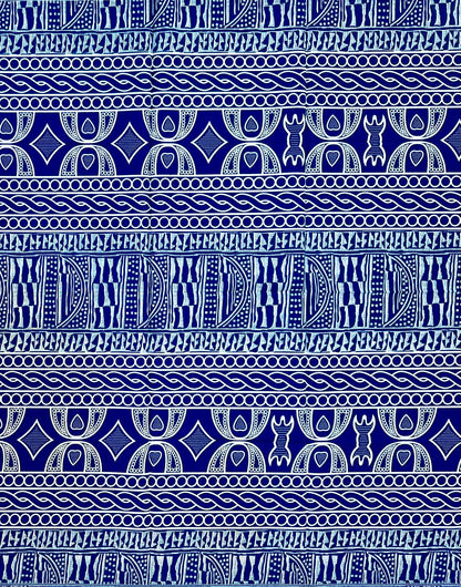African Print Fabric/ Ankara - Blue, White 'Sunday Best', 1 Yard