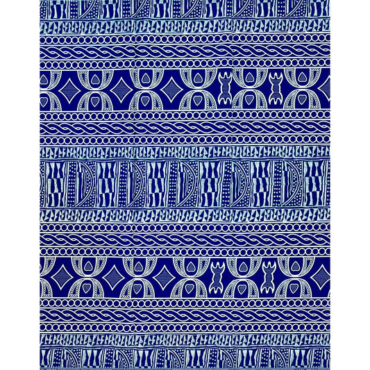 African Print Fabric/ Ankara - Blue, White 'Sunday Best', 1 Yard
