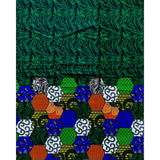 African Print Fabric/ Ankara - Green, Blue, Orange 'Patched & Pieced' Design