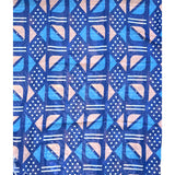 African Print, Chiffon Fabric - Blue, Beige, White "Nonye", ~2 Yards