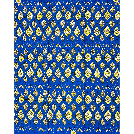 African Print Fabric/ Ankara - Blue, Yellow, Brown 'Kings Don’t Whisper', 1 YARD
