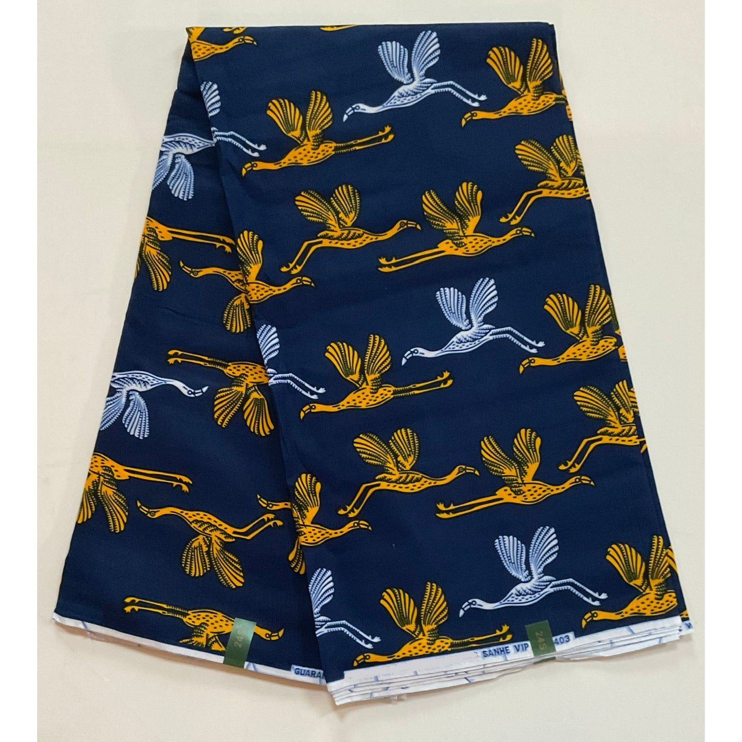 African Print Fabric/ Ankara - Blue, Yellow, White 'Special Delivery' Design, YARD or WHOLESALE