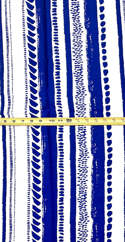 African Print Fabric/ Ankara - Blue, White 'Salt & Story', Yard or Wholesale