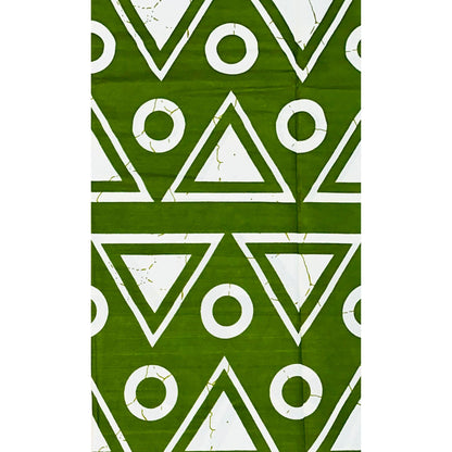 African Print Fabric/ Ankara - Green, White 'Ajani Code ' Design, YARD or WHOLESALE