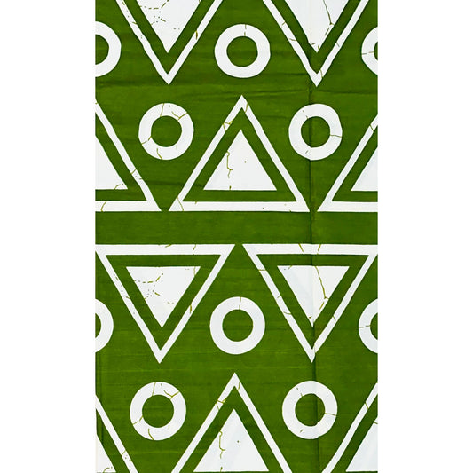 African Print Fabric/ Ankara - Green, White 'Ajani Code ' Design, YARD or WHOLESALE
