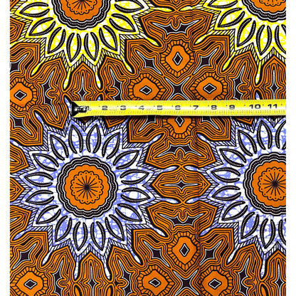 African Print Fabric/ Ankara - Shades of Brown, Purple "Eze Sun", 1 Yard