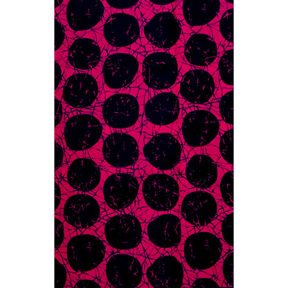 African Print Fabric/ Ankara - Pink, Black 'Oro of the Eclipse' Design, YARD or WHOLESALE