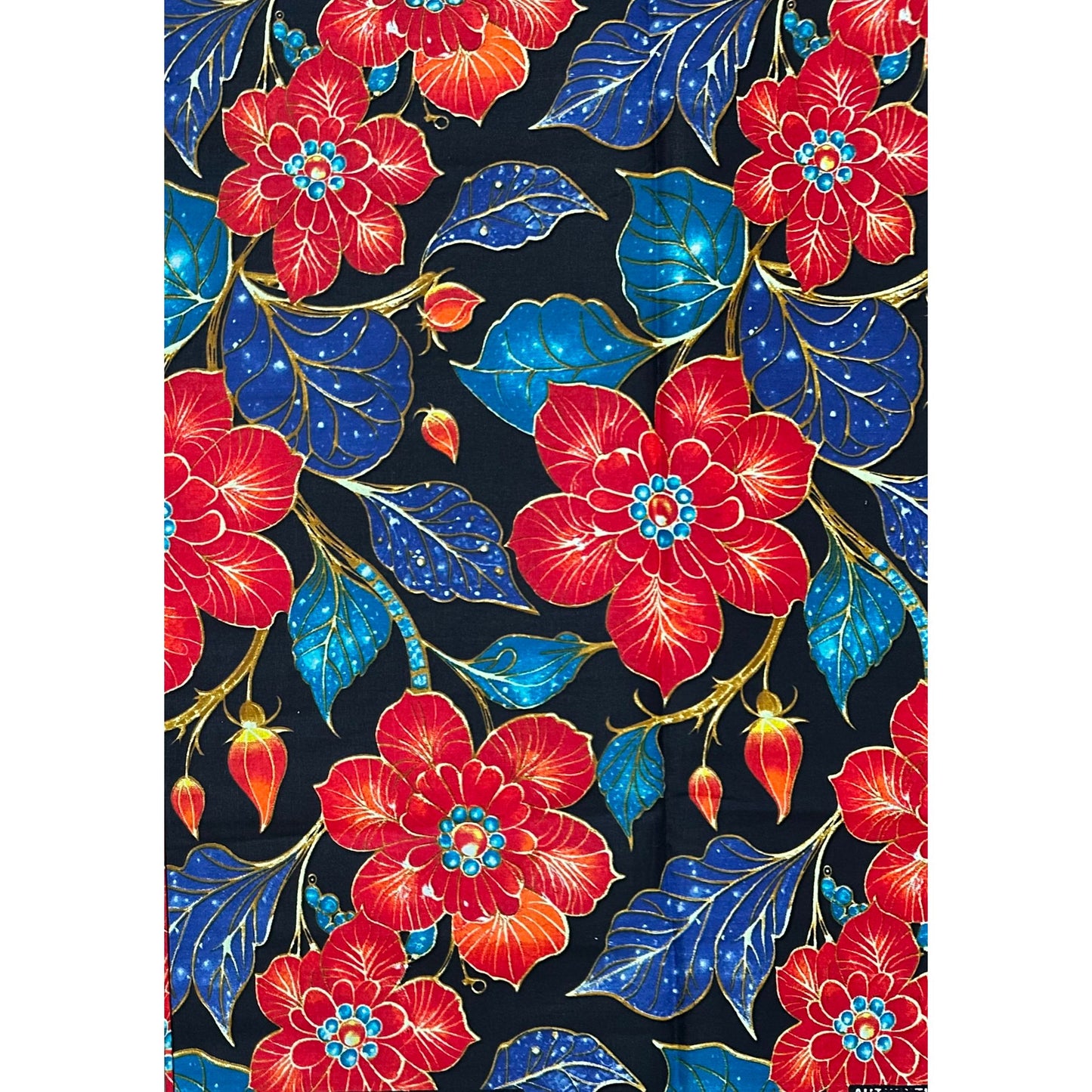 African Print Fabric/ Ankara - Red, Blue, Brown, Black ‘Bloom Without Permission', YARD or WHOLESALE