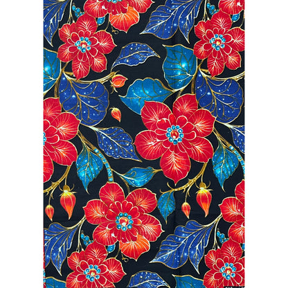 African Print Fabric/ Ankara - Red, Blue, Brown, Black ‘Bloom Without Permission', YARD or WHOLESALE