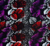 African Print Fabric/ Ankara - Purple, Red, Black, White 'Meka', YARD OR WHOLESALE