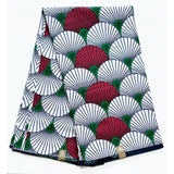African Print Fabric/ Ankara - White, Red, Green 'Arwa' YARD or WHOLESALE