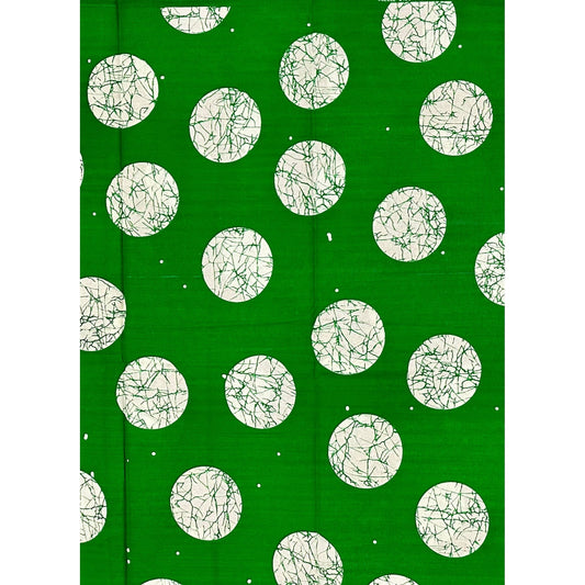 African Print Fabric/ Ankara - Green, White 'Jade Orbit' Design, YARD or WHOLESALE