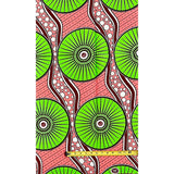 African Print Fabric/ Ankara - Pink, Green ‘Kora Melody' Pattern