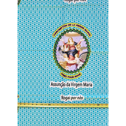 African Print Fabric/ Ankara - Blue, Yellow, Green, Marigold ‘Notre Dame de Cotonou' Design, 1 YARD