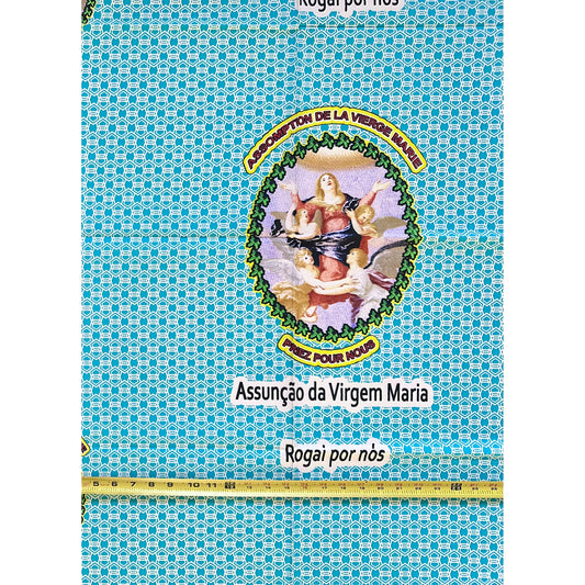 African Print Fabric/ Ankara - Blue, Yellow, Green, Marigold ‘Notre Dame de Cotonou' Design, 1 YARD