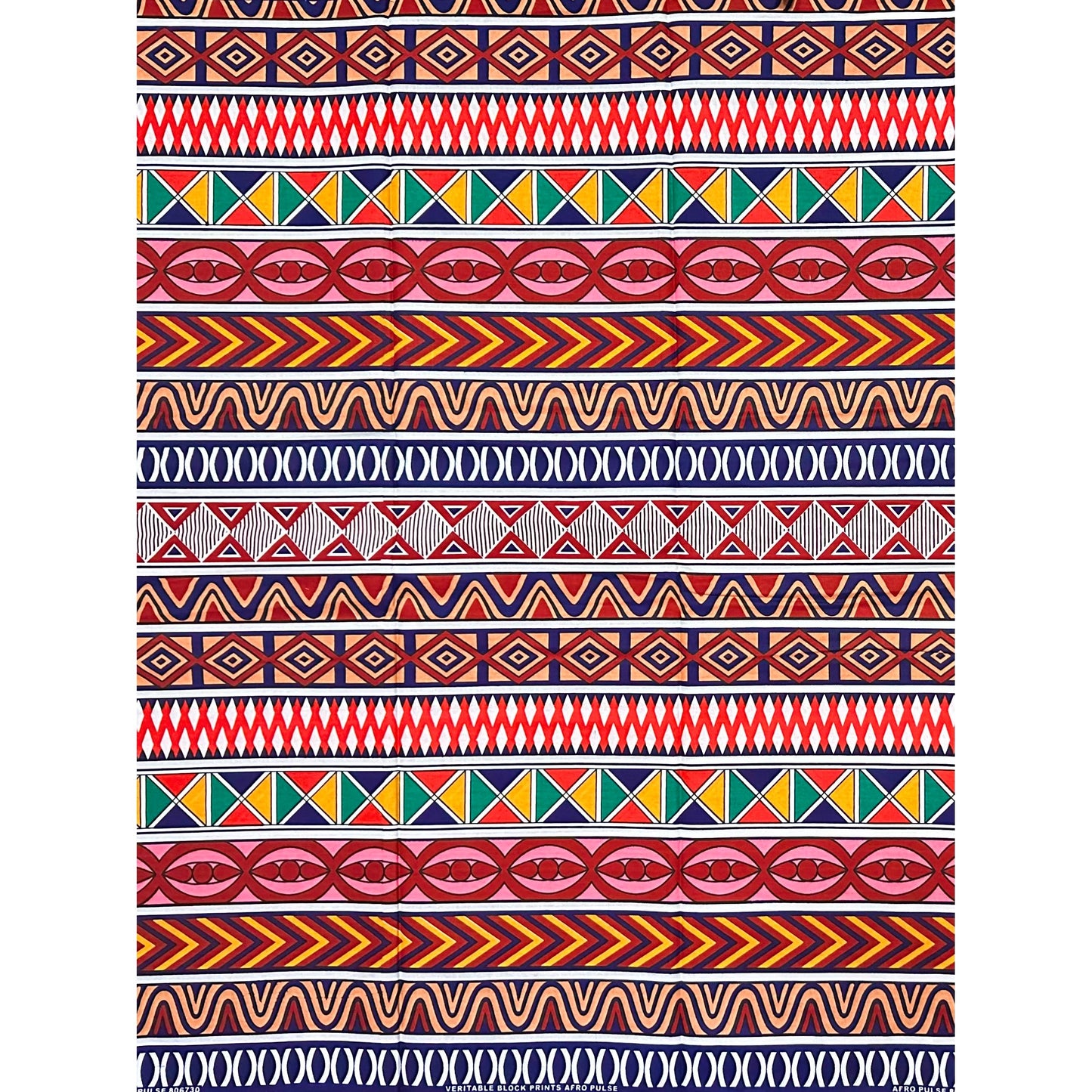 African Print Fabric/Ankara - Red, Pink, Brown, Blue "Heatwave Proverbs" Design, YARD or WHOLESALE