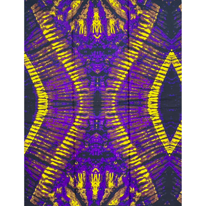 African Print Fabric/Ankara - Purple, Yellow, Black 'The Night Shift', YARD or WHOLESALE