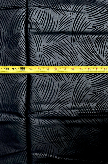 African Print Fabric/ Ankara - Solid Black, Embossed “Obsidian Leaves” Per Yard or Wholesale