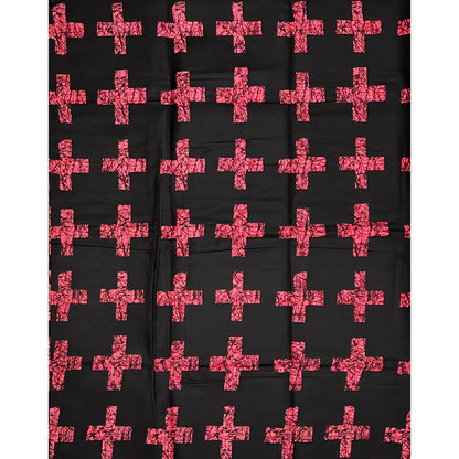 African Print Fabric/ Ankara - Dark Brown 'Pink Rune' Design, Yard or Wholesale