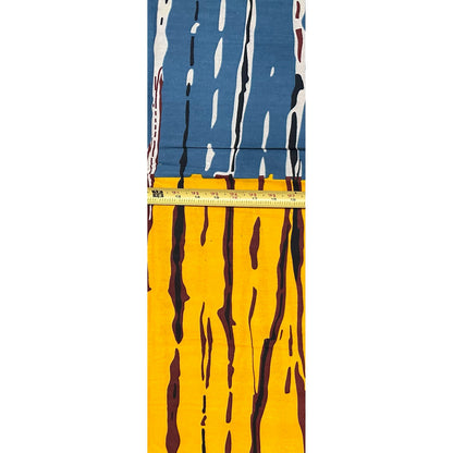 African Print Fabric/ Ankara - Yellow, Blue, Brown, Black, Beige 'Crossing Quietly' Design, Yard or Wholesale