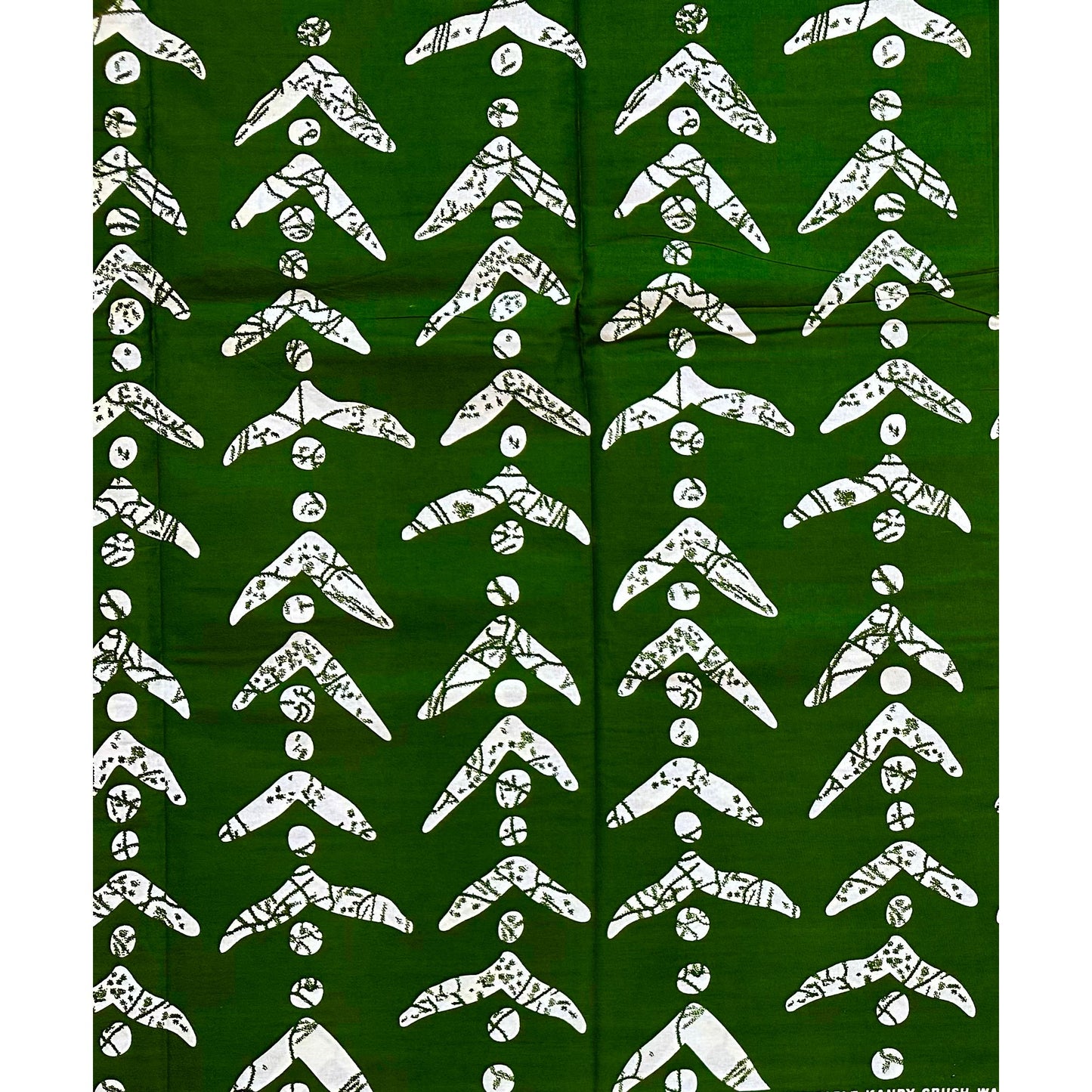 African Print Fabric/ Ankara - Green, White 'Story of the Road' Design, YARD or WHOLESALE