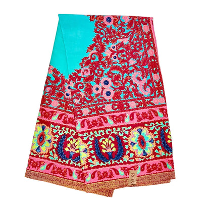 African Print Fabric/ Ankara - Blue, Red, Pink 'Beauty Get Backbone', Per 70” Panel or Wholesale