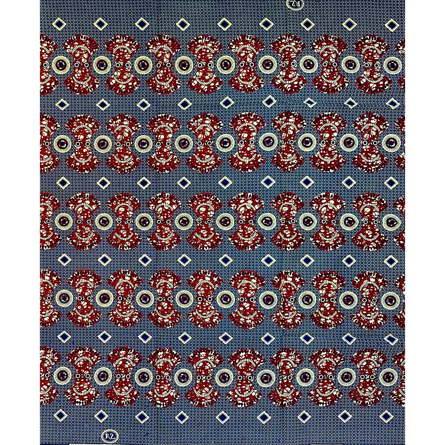 African Print Fabric/ Ankara - Brown, Navy 'Goddess', 1 YARD