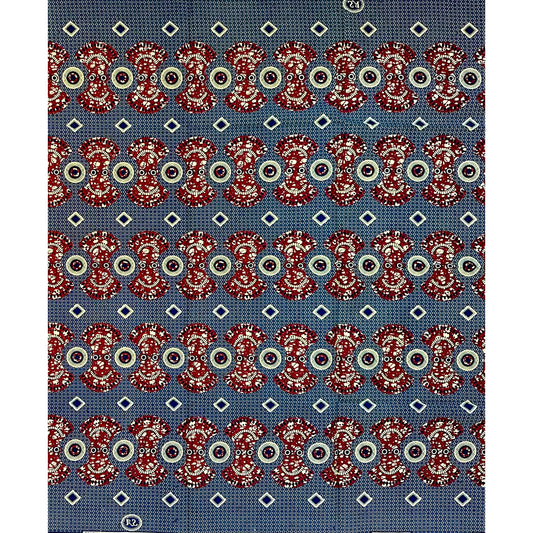 African Print Fabric/ Ankara - Brown, Navy 'Goddess', 1 YARD