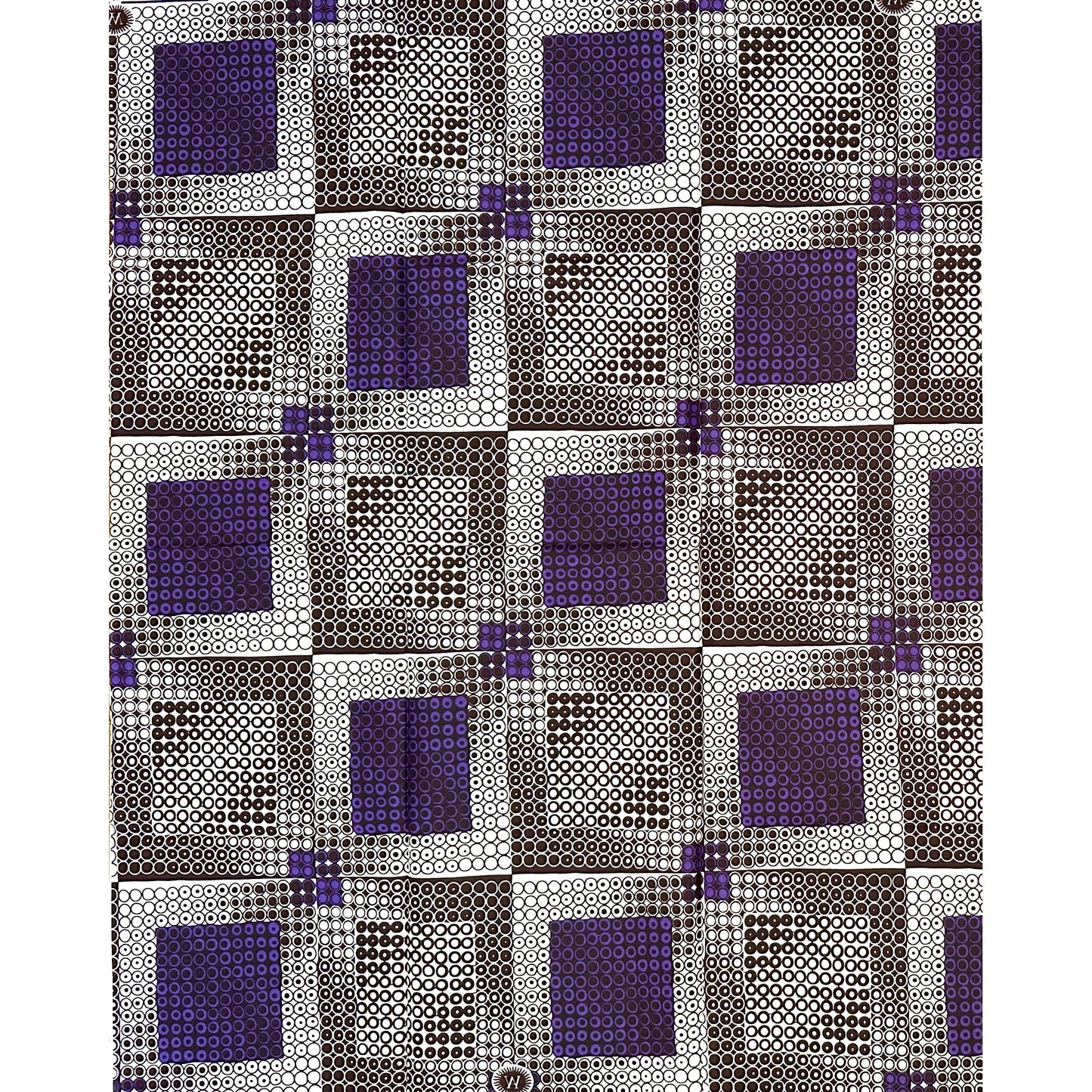 African Print Fabric/ Ankara - Purple, Cream, Brown ‘Isiagu Block' Design, 1 YARD
