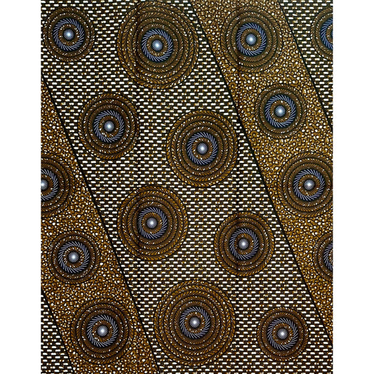 African Print Fabric/ Ankara - Brown, Navy ‘Lethabo', 1YARD