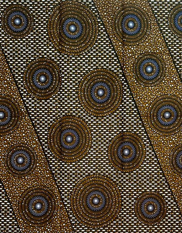 African Print Fabric/ Ankara - Brown, Navy ‘Lethabo', 1YARD