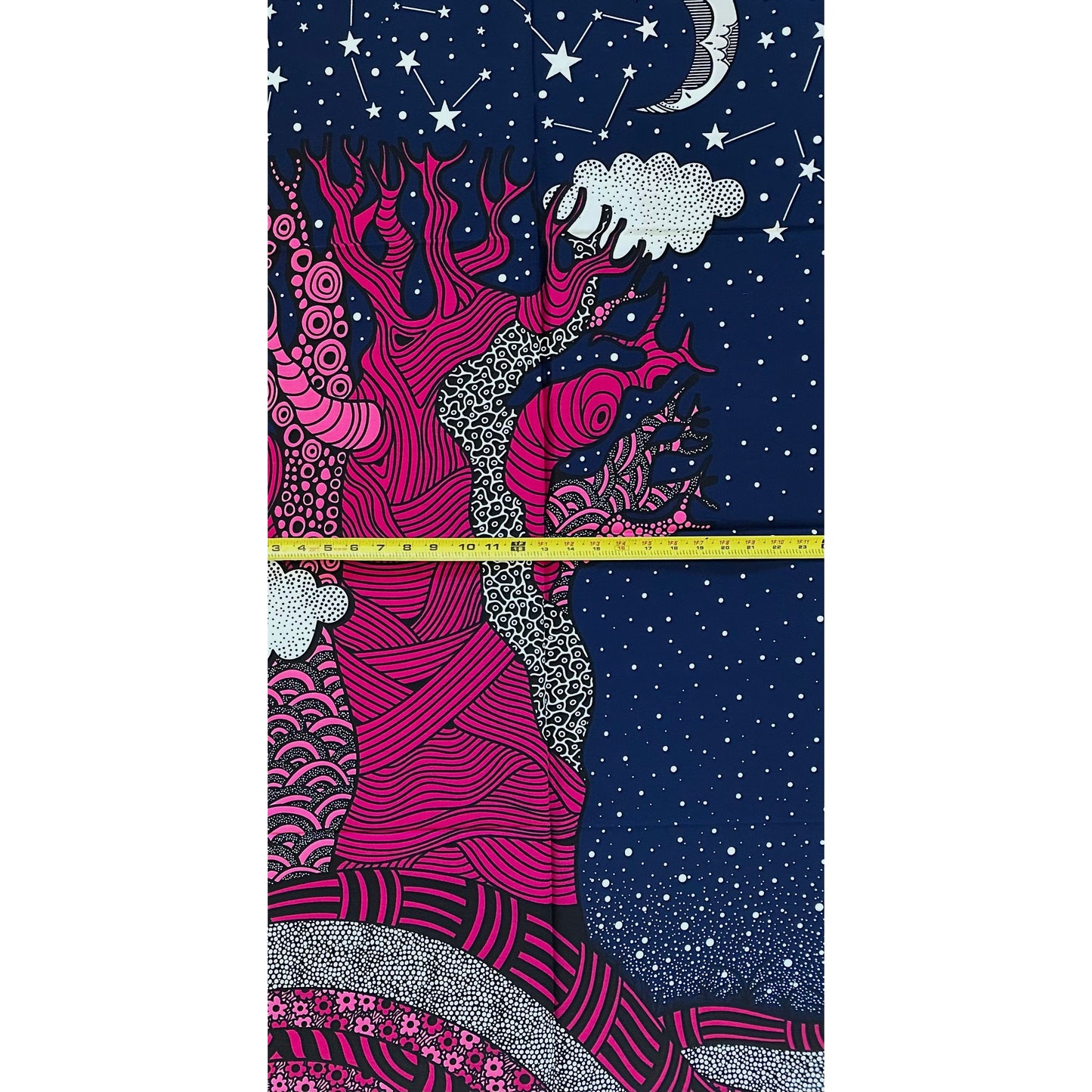 African Print Fabric/ Ankara - Navy, Purple, Pink, Black "Moon Over Mopti", 1 Yard