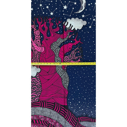 African Print Fabric/ Ankara - Navy, Purple, Pink, Black "Moon Over Mopti", 1 Yard