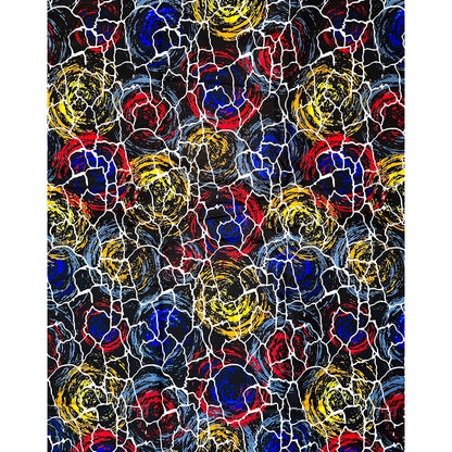 African Print Fabric/ Ankara - Red, Blue, Gray, Yellow 'Forces of Nature Remix' Design, YARD or WHOLESALE