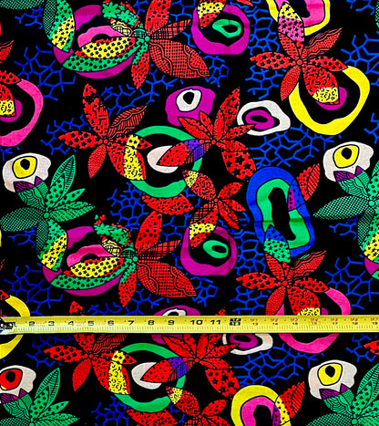 African Print Fabric/ Ankara - Multicolored 'Midnight Tropicana' Design, Yard or Wholesale