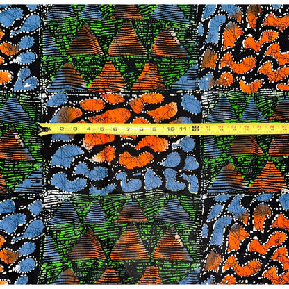 African Print Fabric/ Ankara - Orange, Green, Gray‘Moxxie,' YARD or WHOLESALE