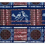 African Print Fabric/ Ankara - Brown, Navy 'A Little Birdie Told Me' Design, YARD or WHOLESALE