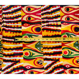 African Print, Satin Fabric - Yellow, Red, Black, Green "Khemet Pepper", Per Yard or Wholesale