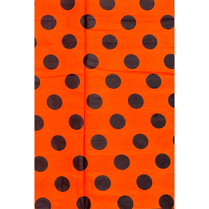 African Print Fabric/ Ankara - Orange, Black 'Dottie' Design, YARD or WHOLESALE