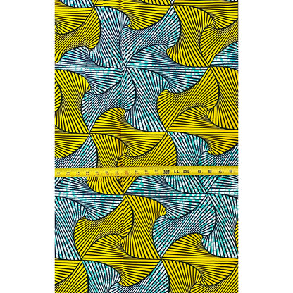 African Print Fabric/ Ankara - Yellow, Green 'Spinderella', YARD or WHOLESALE
