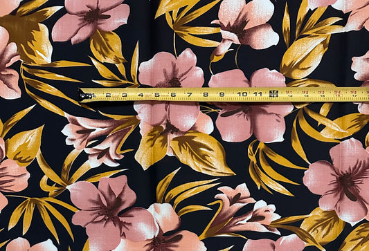 African Print Fabric/ Ankara - Pink, Brown, Black 'Aunty Came Dressed', 5/6th YARD