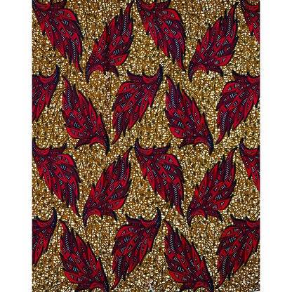 African Print Fabric/ Ankara - Brown, Red 'Femi Beaux' Design, YARD or WHOLESALE