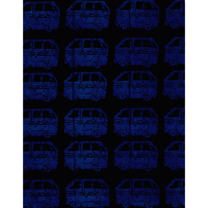 African Print Fabric/ Ankara - Blue, Black 'Danfo Driver' Design, YARD or WHOLESALE