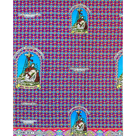 African Print Fabric/ Ankara - Purple, Blue, Red, Yellow 'Faith Does Not Break,’ 1 YARD